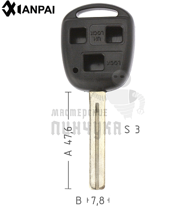 Корпус ключа TOYO18P_TY43P80_TOY40P_LXP90P 3 кнопки КНР  LEXUS