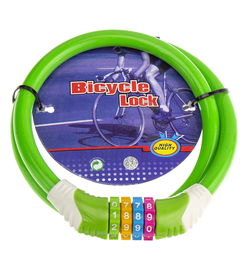 Замок кодовый, велосипедный, 800мм, "AJ", цв.салатовый