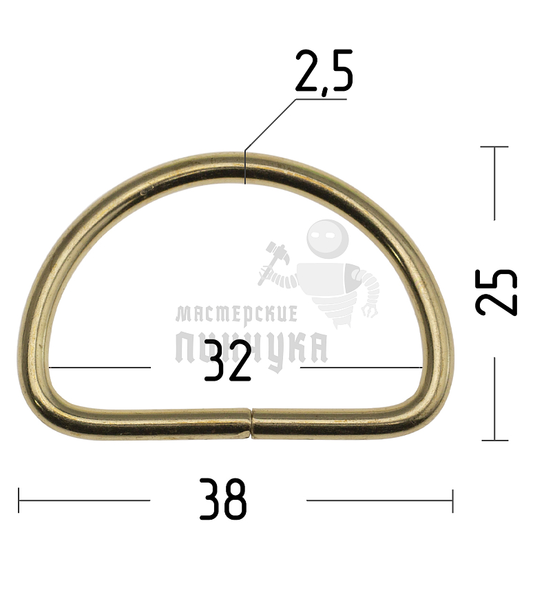 Полукольцо 30мм (толщ. 2,6мм) цв. золото. 