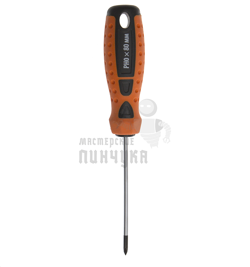 Отвертка "Point", PH0 х 80 мм, CrV, двухкомпонентная рукоятка Sparta
