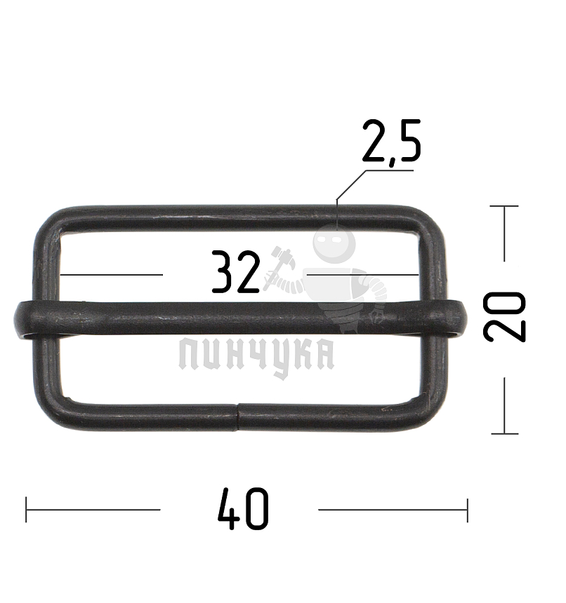Пряжка регулировочная 30мм (толщ. 2,6мм) цв оксид.