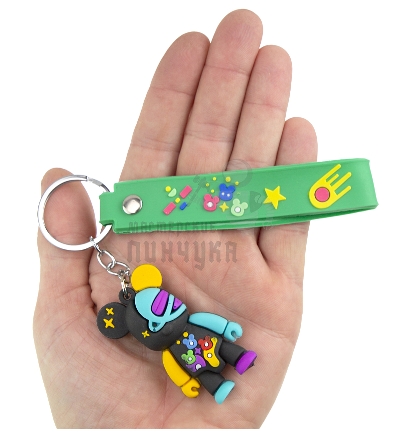 Брелок для ключей "Мишка Бербик" + ремешок, цв.бирюзовый