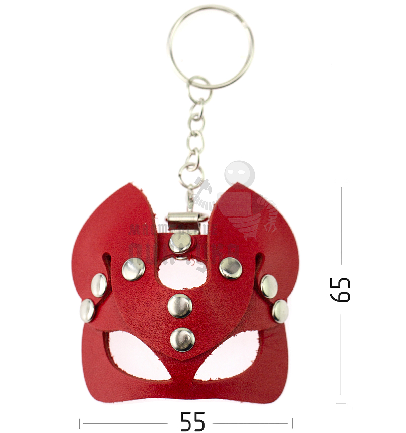 Брелок Кошечка прокрашенный на цепочке с кольцом, цв.красный