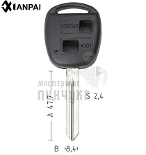 Корпус ключа TOYO-19.P TOY47BP TY45P 2 кнопки КНР  TOYOTA // - Чертеж