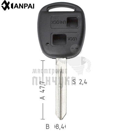 Корпус ключа TOYO-19.P TOY47BP TY45P 2 кнопки КНР  TOYOTA //