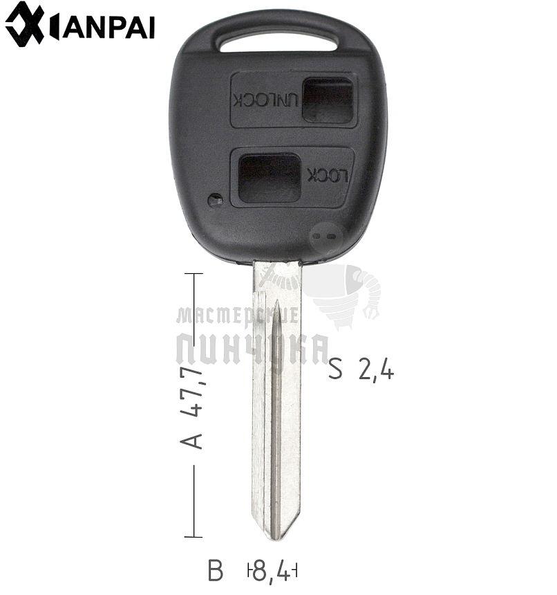 Корпус ключа TOYO-19.P TOY47BP TY45P 2 кнопки КНР  TOYOTA //