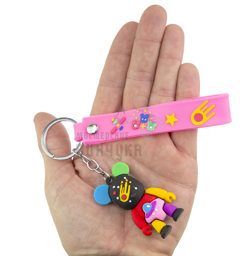 Брелок для ключей "Мишка Бербик" + ремешок, цв.розовый