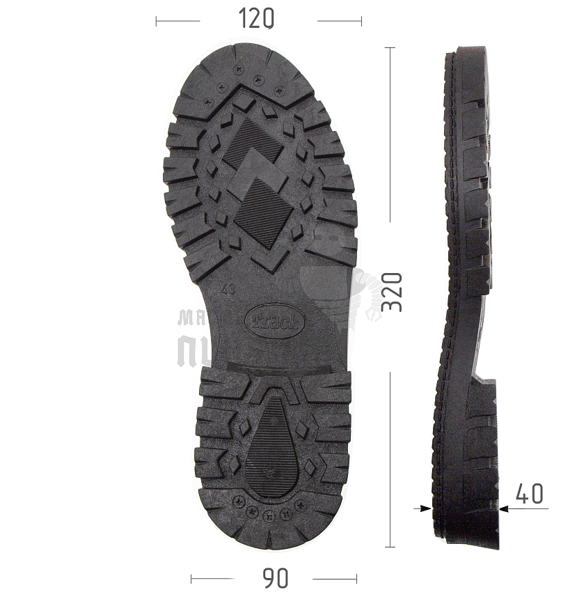 Подошва муж. "Track", Киров 33065-М р. 43, цв. черный