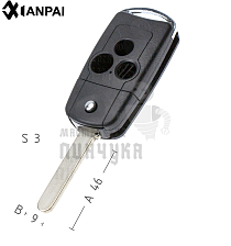 Корпус ключа HOND-31 HON66 HD58 3 кнопки (круглые) КНР   HONDA - Чертеж