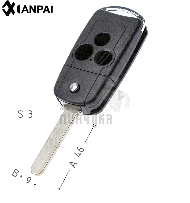 Корпус ключа HOND-31 HON66 HD58 3 кнопки (круглые) КНР   HONDA