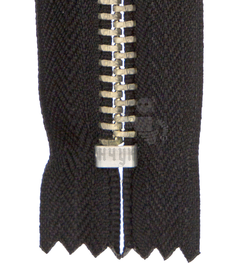 Молния металлическая тип 8 16см н/р, цв. черный 322, зв никель