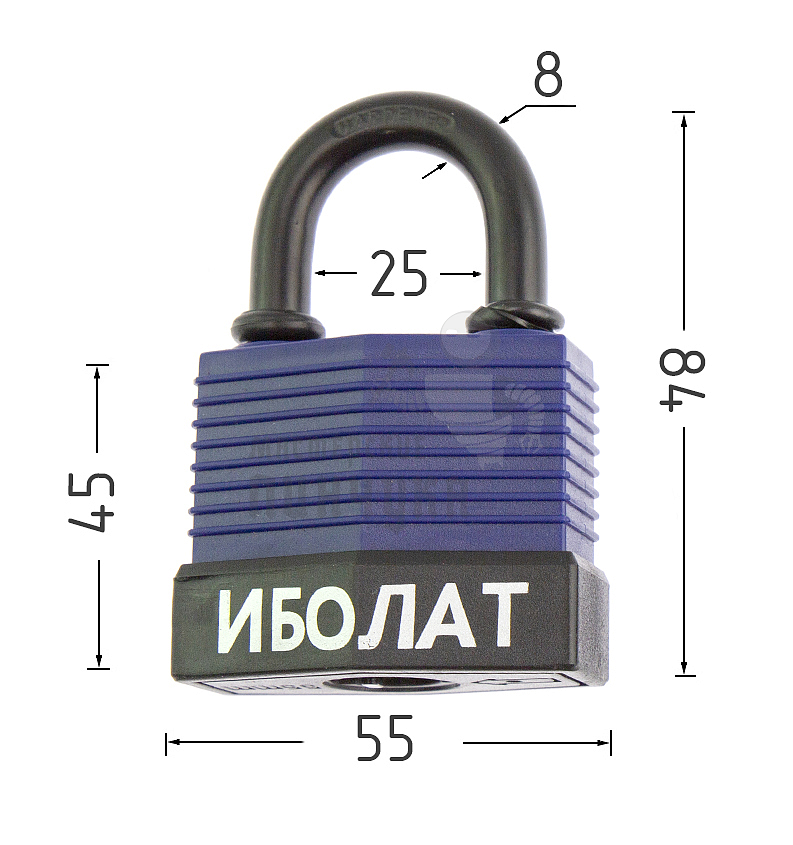 Навесной замок "ИБОЛАТ" 55мм (синий)