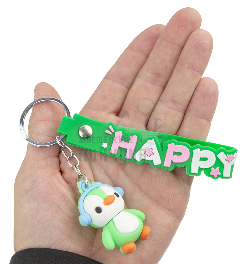 Брелок для ключей "Пингвин" цв.зеленый + ремешок