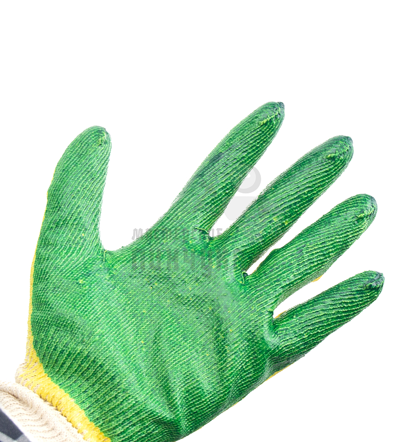 Перчатки трикотажные с двухслойным латексным обливом (зелёный)
