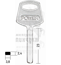 Power (Solex) мини-квадрат (23мм х3,8мм х 2,4мм) КНР  - Чертеж