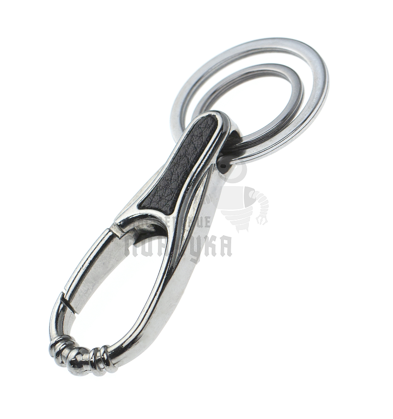 Карабин с двумя кольцами для ключей чёрный