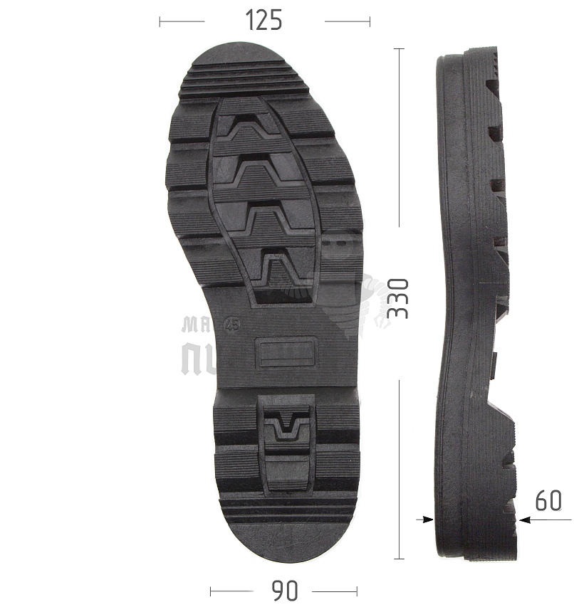 Подошва муж. Киров 115-М р. 45, цв. черный