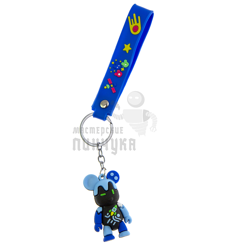 Брелок для ключей "Мишка Бербик" + ремешок, цв.синий