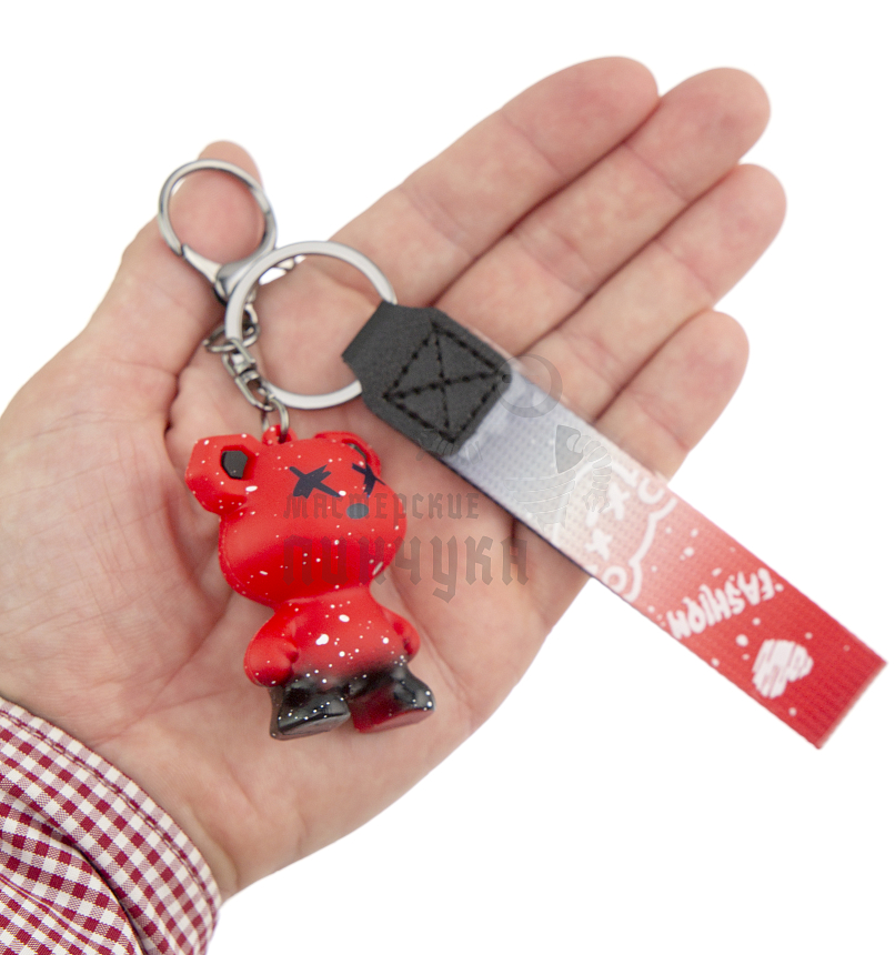 Брелок для ключей "Bearbrick" цв.красный + карабин