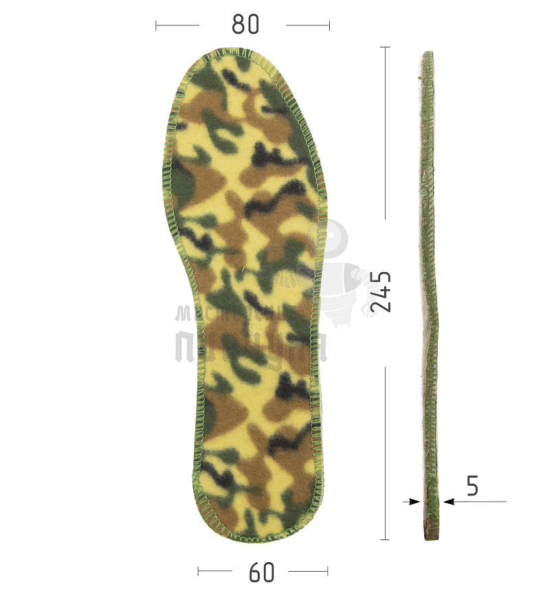 Стелька с войлоком, флис с рис.камуфляж (В08) р.39