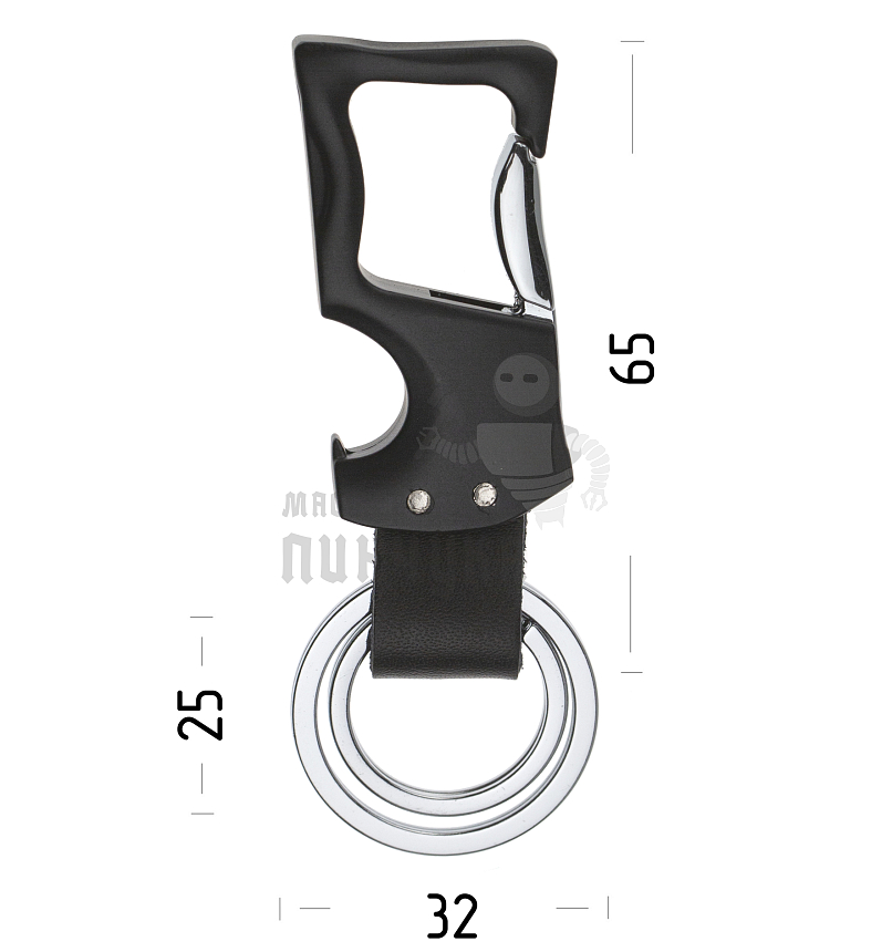 Карабин с двумя кольцами для ключей и открывашкой