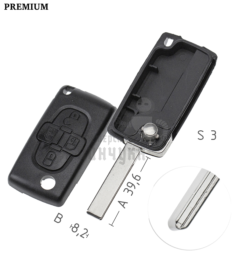 Корпус  Peugeot HU83 4кн.без мест.д/батар.корп.вык.кл.   КНР