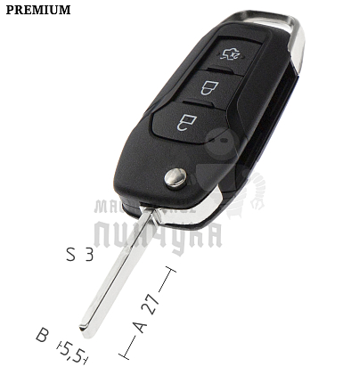 Корпус выкидного ключа FO-24 HU101 HF65 3 кнопки FORD КНР