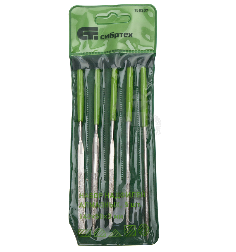 Набор надфилей алмазных, 140 х 50 х 3 мм, 5 шт Сибртех