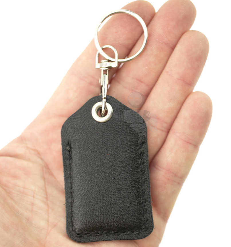 Чехол брелок прямоугольный с карабином, цв.черный 