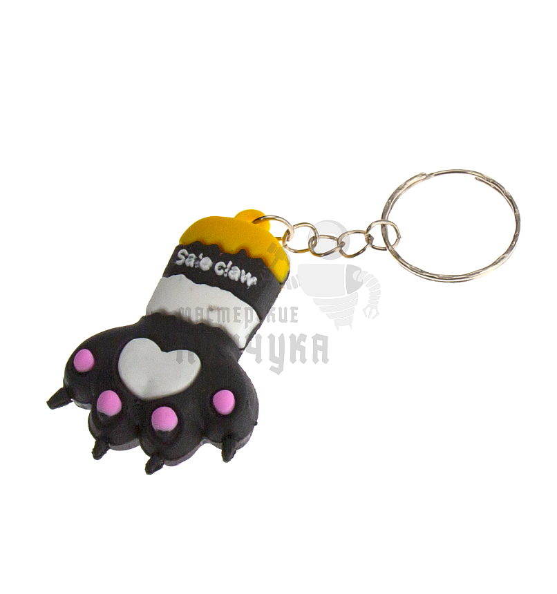 Брелок для ключей "Лапка" цв.черный с кольцом