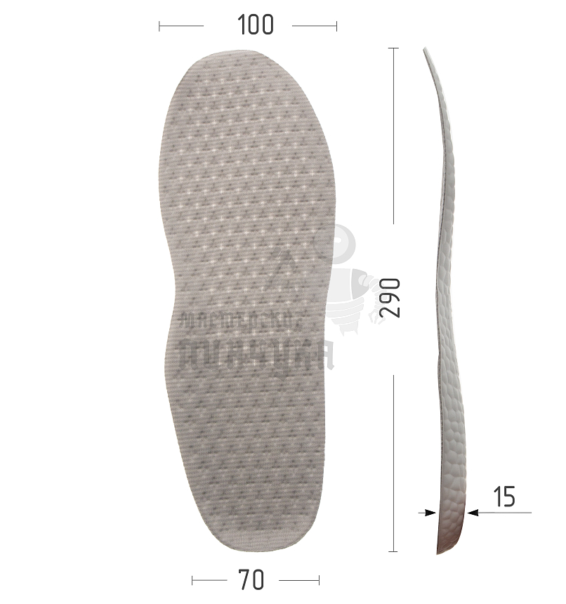 Стельки для обуви "Nateno", цв.серо-белый, р-р 40-46