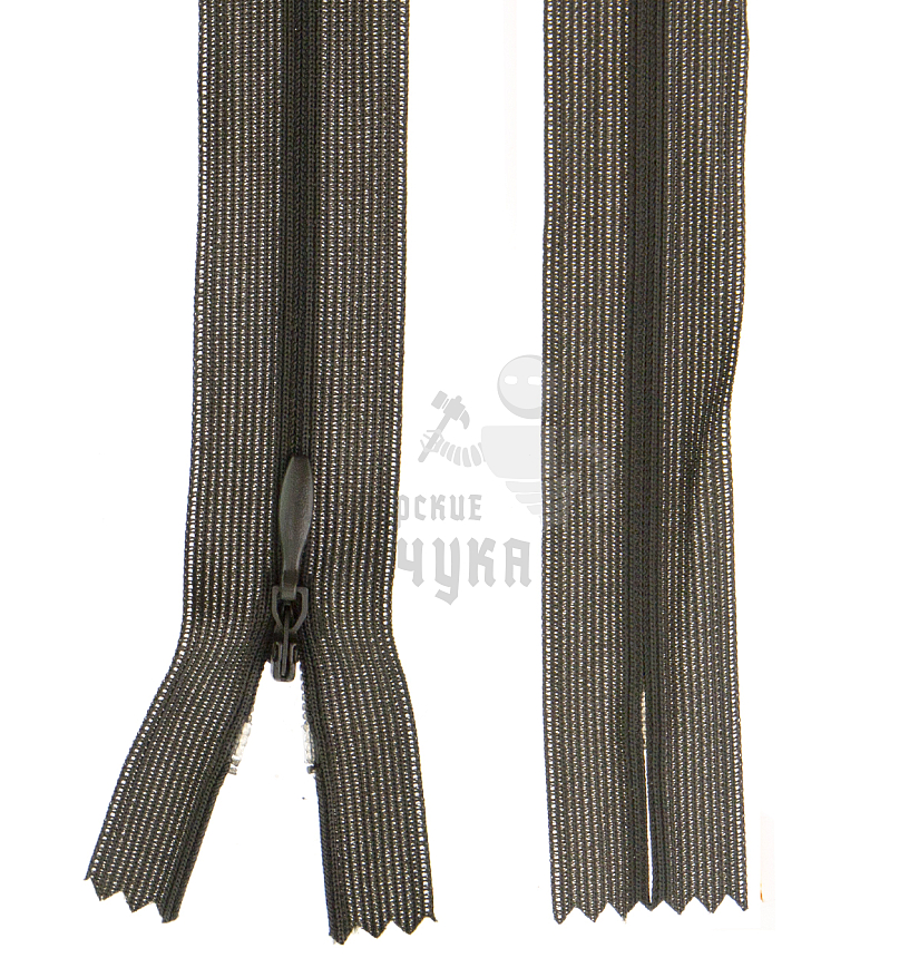 Молния спиральная (витая), Т-3 20см, потайная, неразъёмная, цв.хаки 328