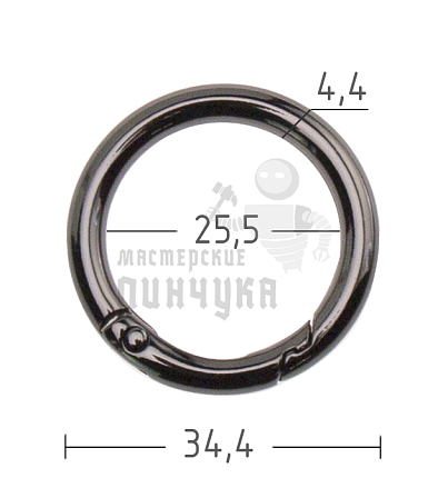 Кольцо-Карабин 25мм, цв.темн.хром