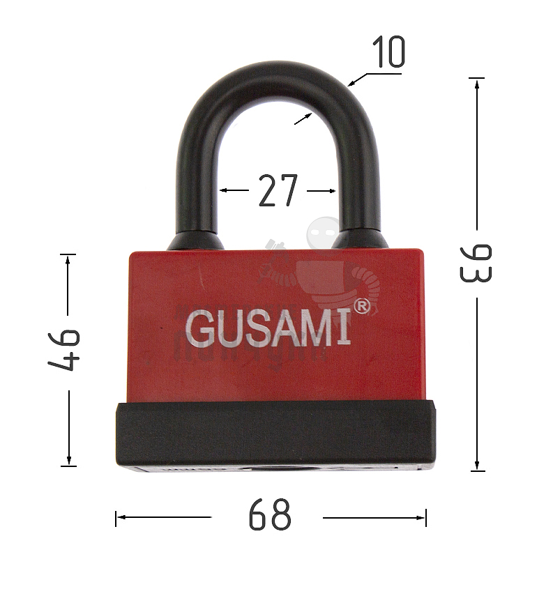 Навесной замок GUSAMI 68мм (красный)