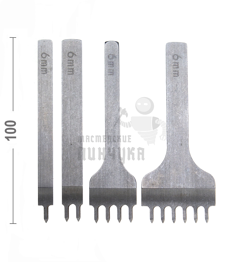 Пробойник строчный ромбовидный (шаг 6мм) (1+2+4+6) набор 4шт