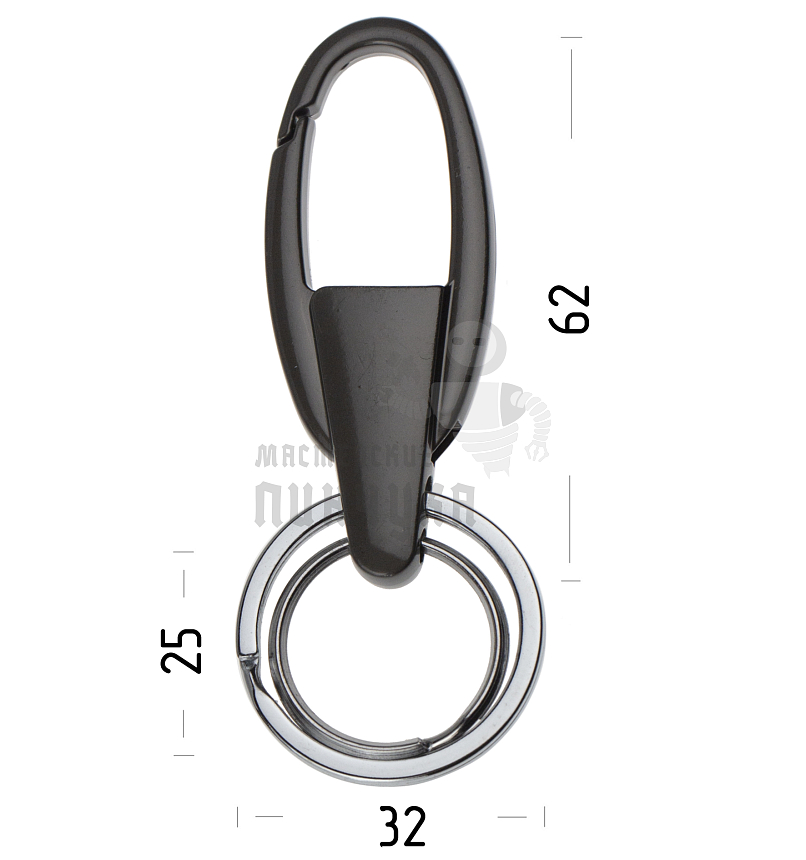 Карабин овальный с двумя кольцами для ключей