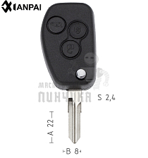Корпус выкидных ключей Renault VAC102 3кн.  КНР - Чертеж