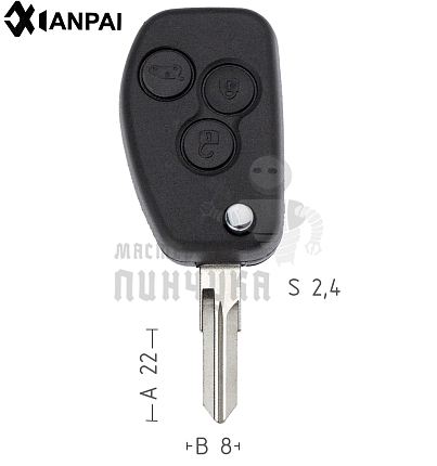 Корпус выкидных ключей Renault VAC102 3кн.  КНР