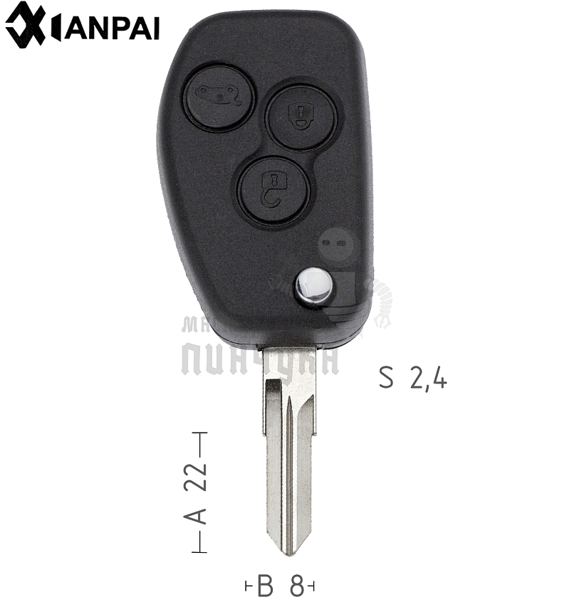 Корпус выкидных ключей Renault VAC102 3кн.  КНР