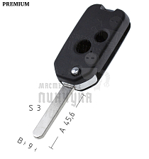 Корпус выкидного ключа HOND-31 HON66 HD58 2 кнопки  КНР   HONDA - Чертеж