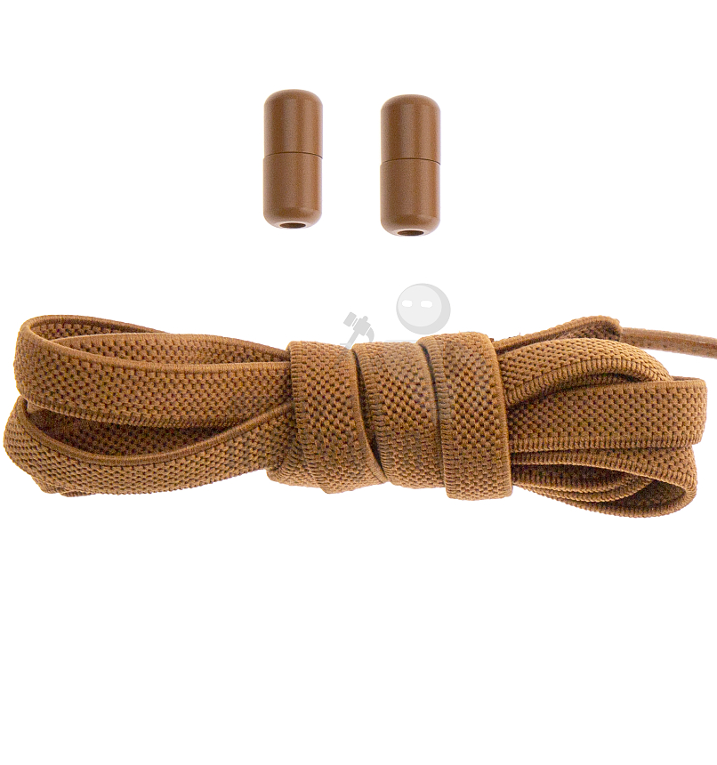 Эластичные шнурки для кроссовок с металлическим замком, 100-150см, плоский, цв.св.коричневый