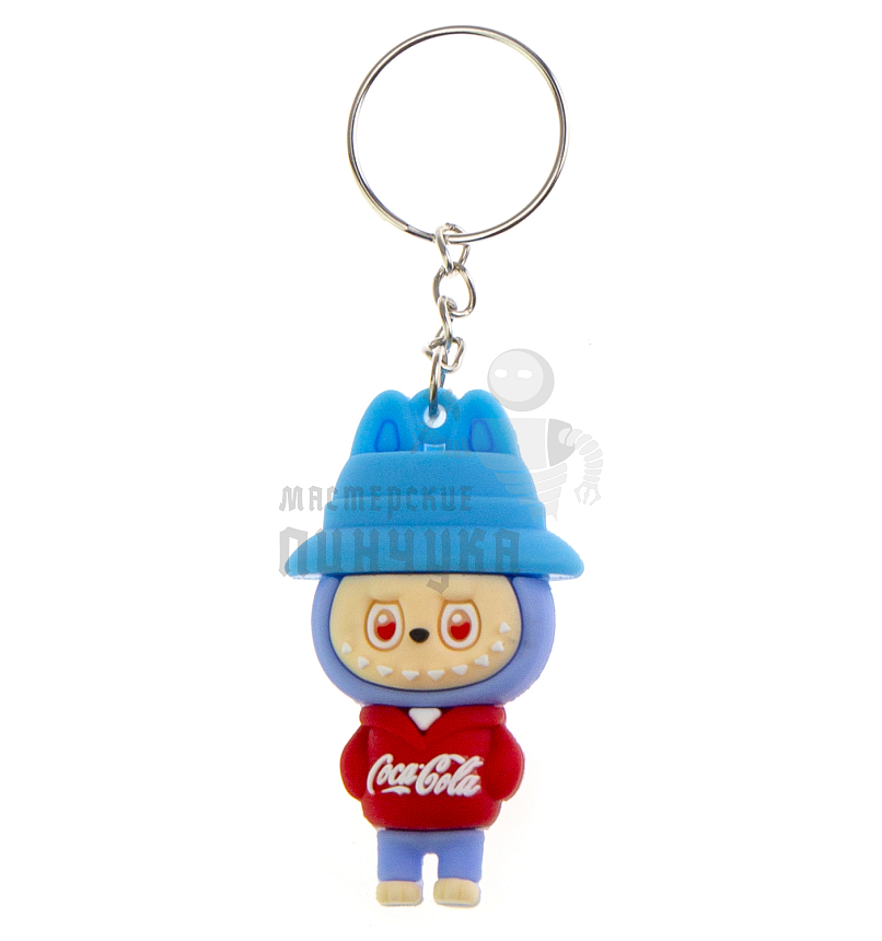 Брелок для ключей "LABUBU" КокаКола шляпа голубая