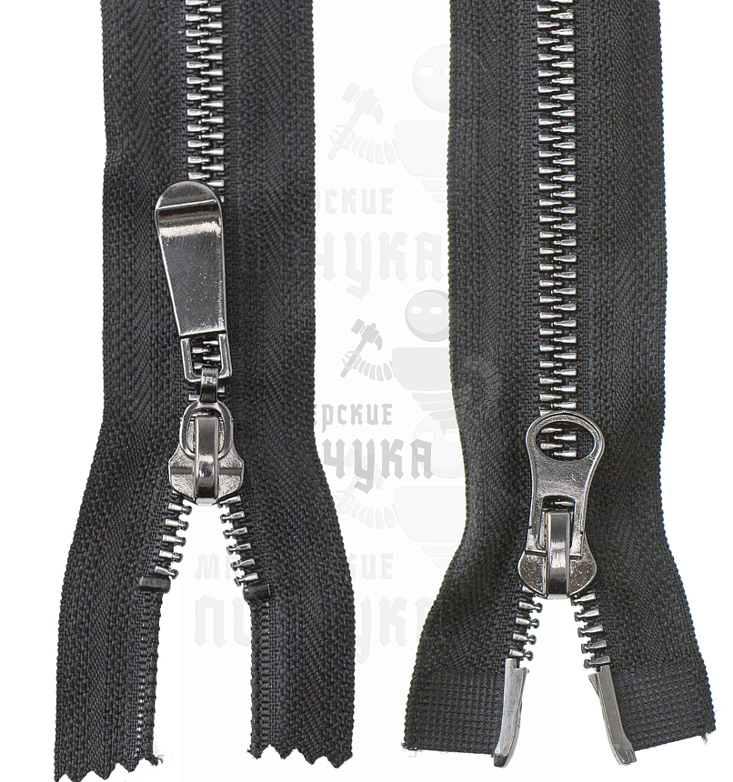 Молния тракторная, тип 5, 2-ух замковая, 80см, цв. черный / темный никель