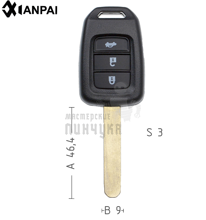 Корпус ключа HOND-31 HON66 HD58 3 кнопки КНР   HONDA