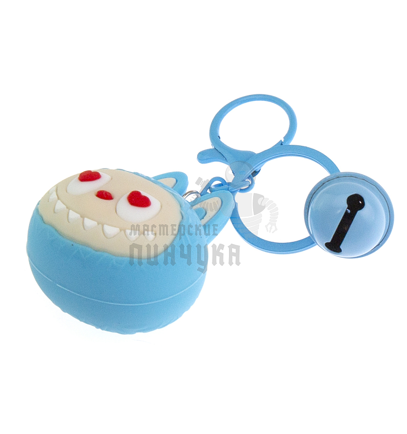 Брелок для ключей "LABUBU" антистресс, карабин+колокольчик, цв.голубой