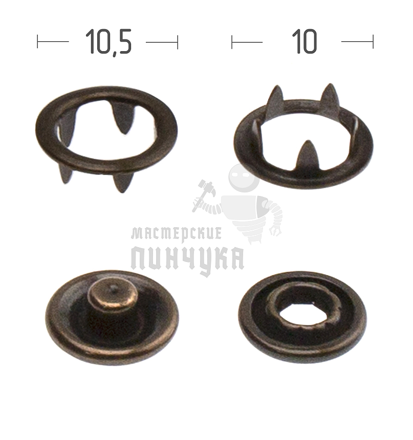 Кнопка рубашечная (кольцо) 10,5мм нерж цв антик