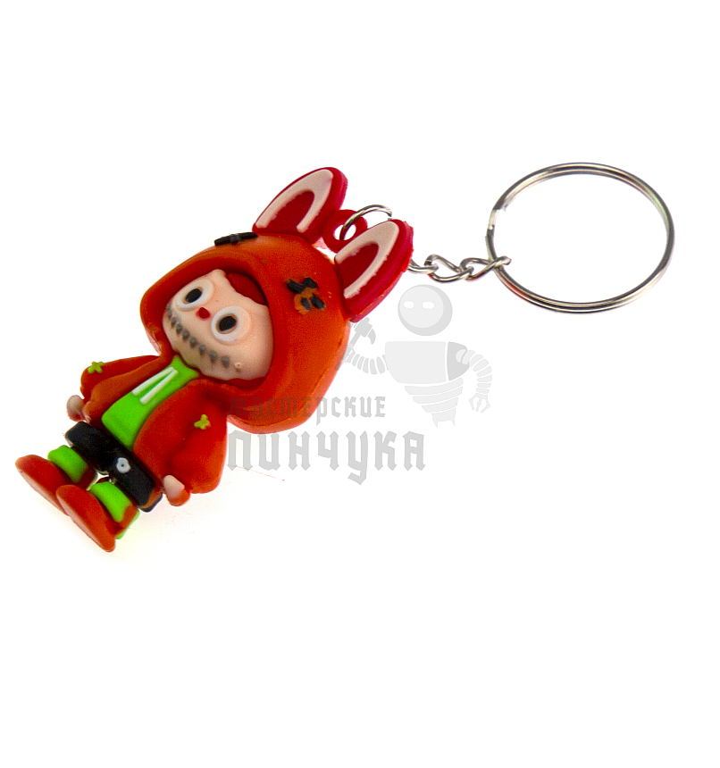 Брелок для ключей "LABUBU" с ушками, цв.оранжевый