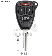 Корпус ключа CHR-15 CY24 CY62 3 кнопки + паника КНР  CHRYSLER - Чертеж