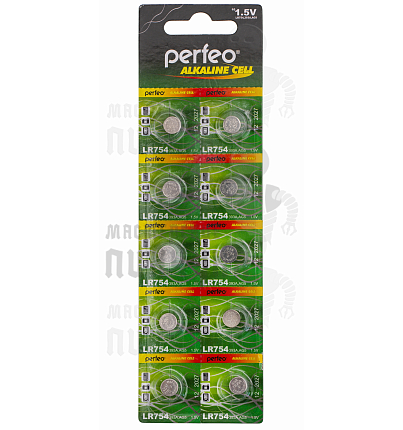 Батарейка Perfeo LR754 BL10 ALKALINE 1.5V 393A/AG5 (10/200/)