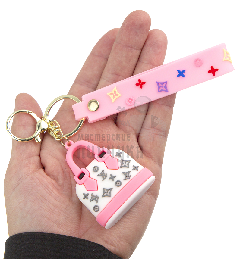 Брелок для ключей сумка "Луи Витон" + карабин и ремешок, цв.белый